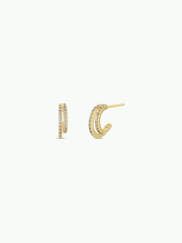 Double Champagne Hoop - Gold Earrings