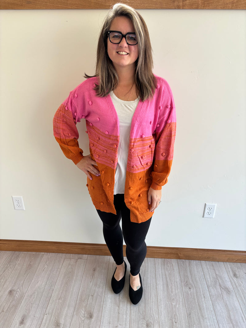 Pink and Orange Ombre Cardigan