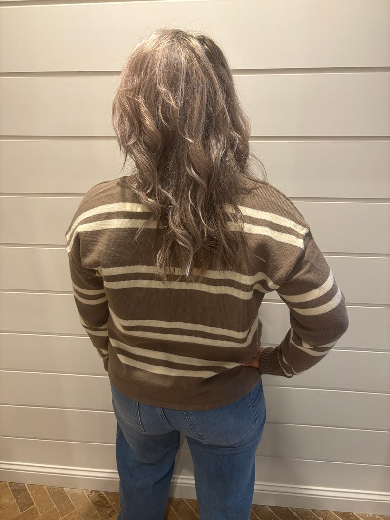 Notch Neck Stripe Sweater