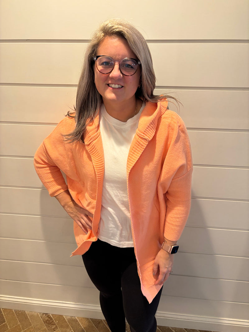 Fall soft knitted hooded sweater cardigan coat