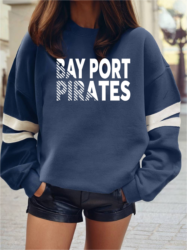 Varsity Striped Detail Drop Shoulder Oversized Sweatshirt