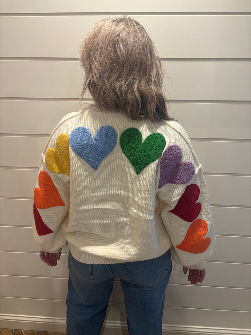 Rainbow Heart Shaped Patch Sweater