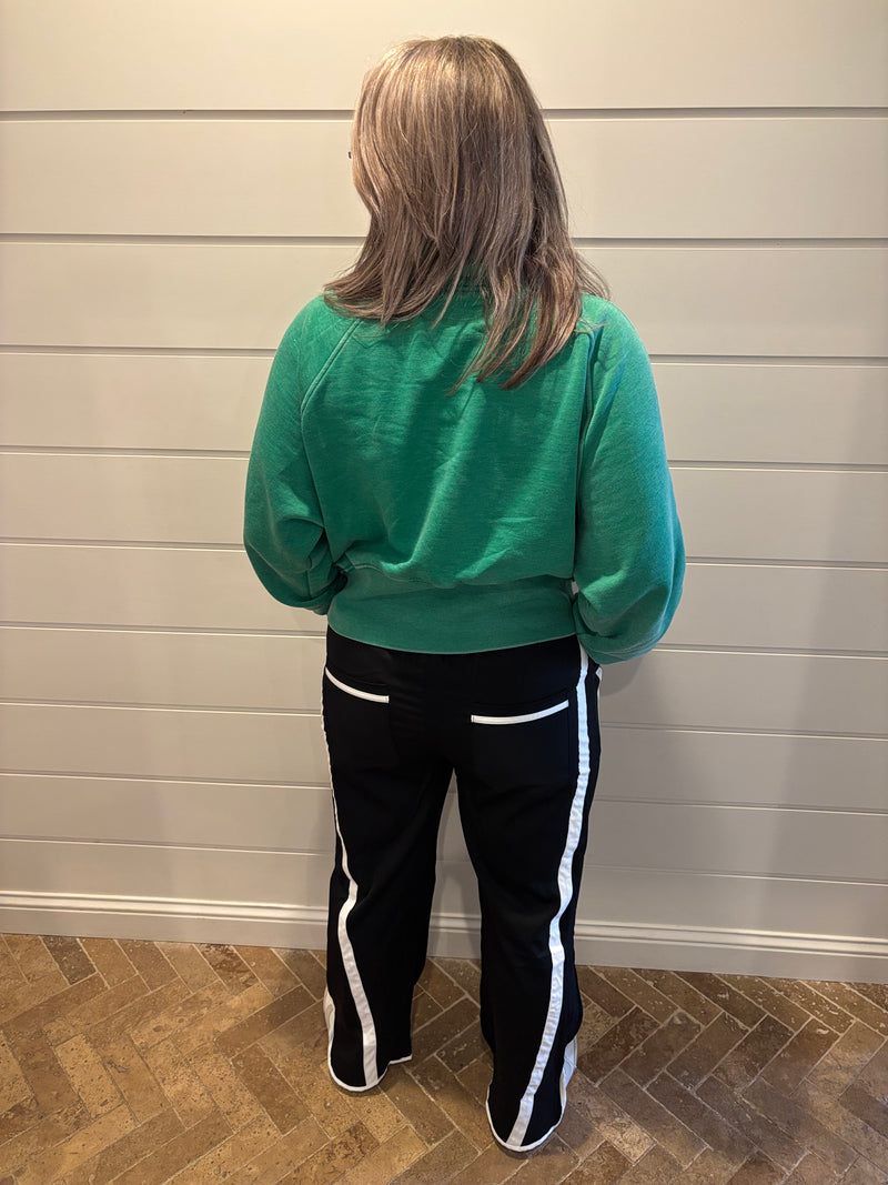 Y2k drawstring stripe contrast workout wide-leg pants