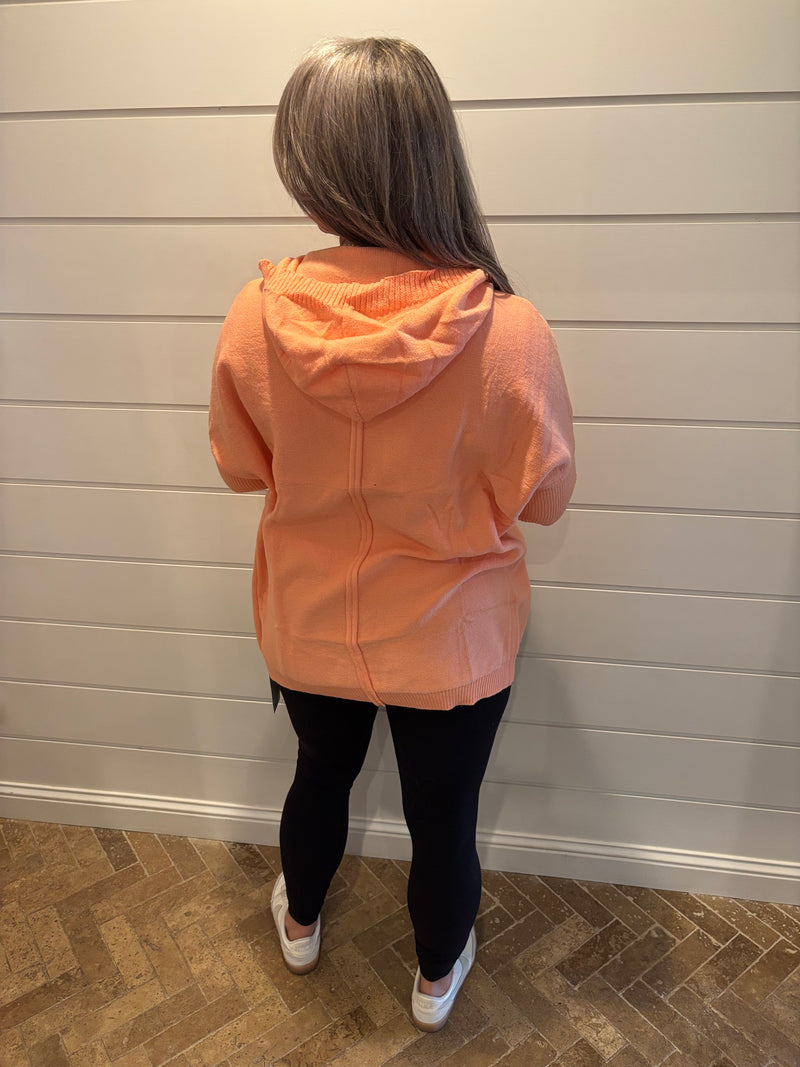 Fall soft knitted hooded sweater cardigan coat