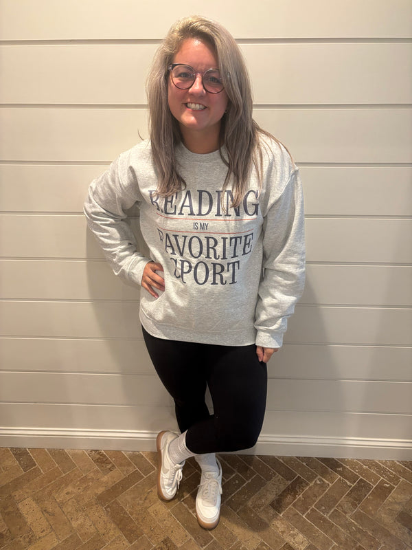 Reading Is My Favorite Sport Graphic Sweatshirt