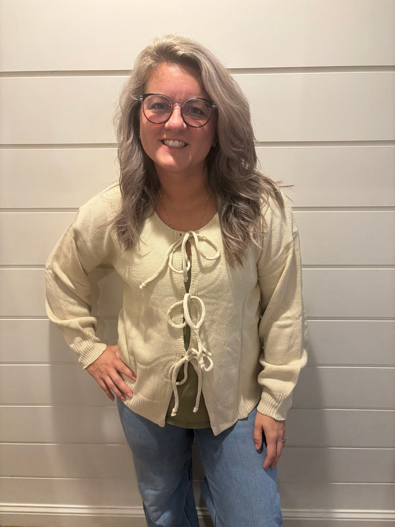 Bow Tie Front Cardigan Sweater SZ29-SW626