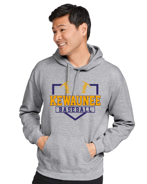 Kewaunee Gildan Softstyle® Youth & Adult  Midweight Fleece Hoodie Sluggers Gray - GDFS500 Home Plate