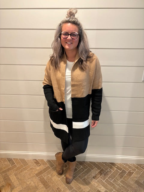 Brown Gingerbread Latte Pocketed Cardigan