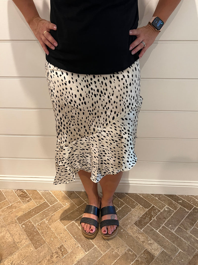 Leopard asymmetrical midi skirt