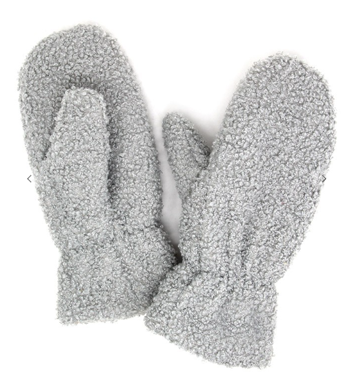 Solid Boucle Teddy Bear Mittens