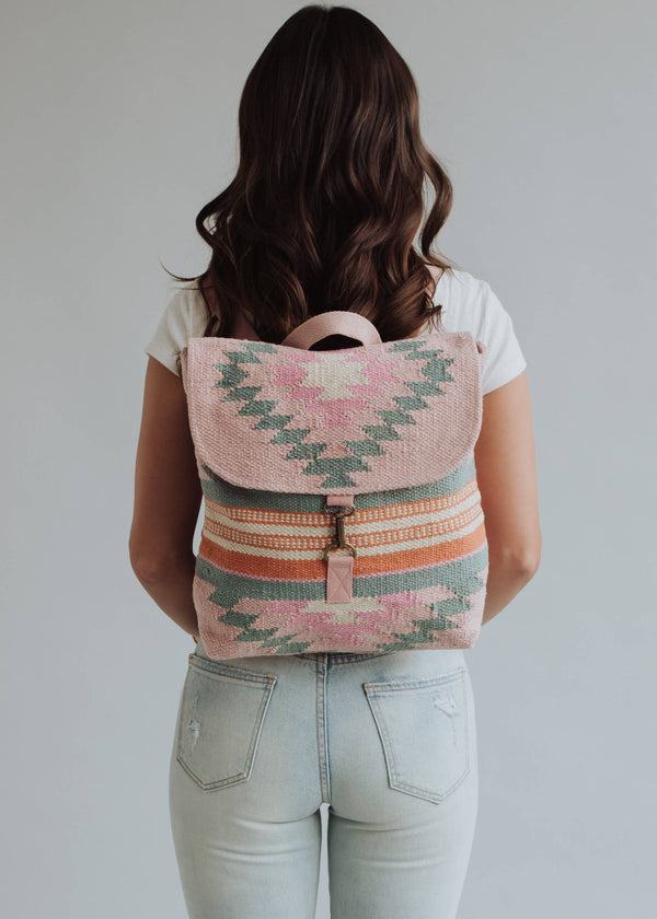 Pink, Orange & Slate Aztec Backpack