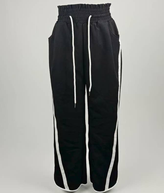 Y2k drawstring stripe contrast workout wide-leg pants