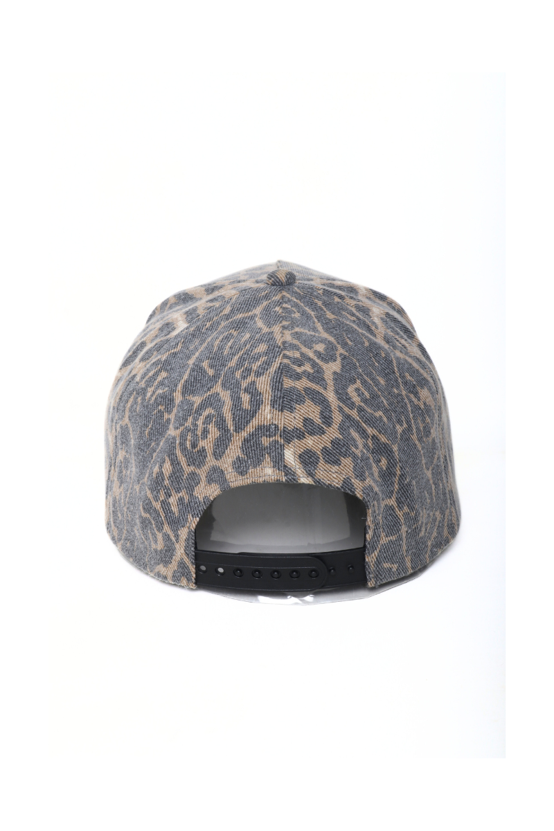 Washed Leopard Print 5 Panel Trucker Hat