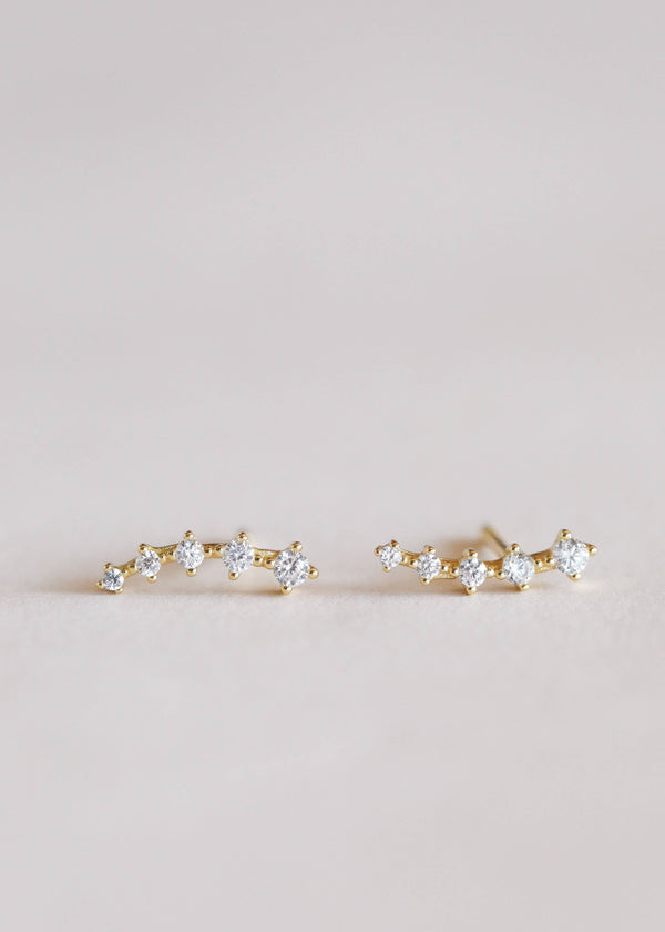 Crawler - White CZ - Gold Earrings