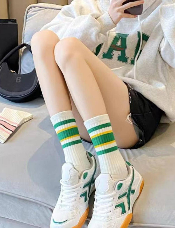 Ladies Color Block Stripe Over Ankle Socks SKASC4161