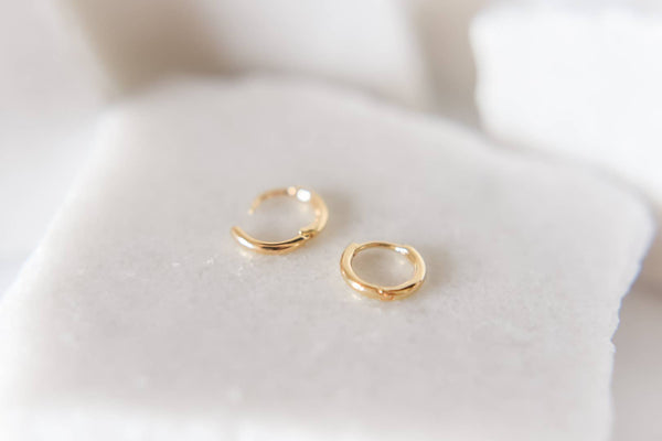 The Nia gold plated dainty hoops -huggies- hypoallergenic