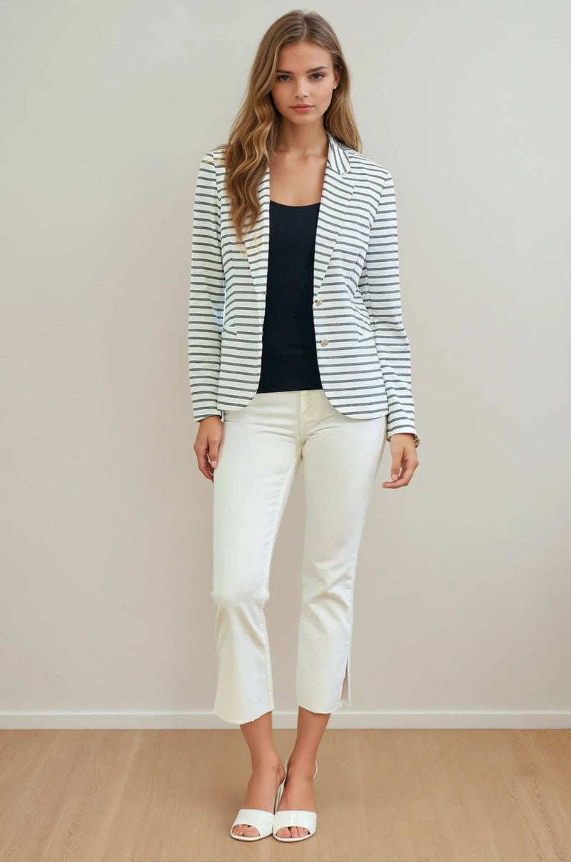 Summer Stripe One Button Blazer