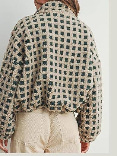 Checkered Gingham Sherpa Jacket