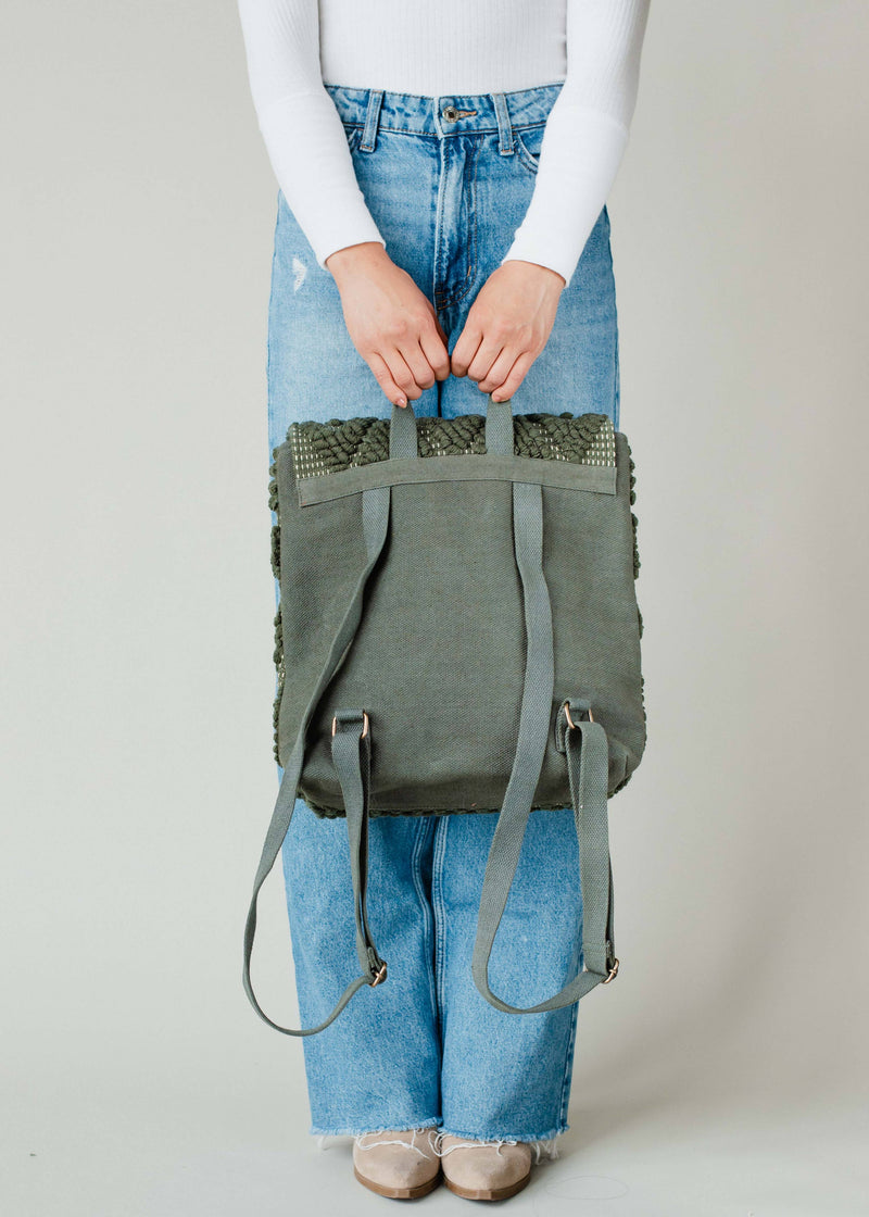 Forest Green Diamond Pattern Backpack