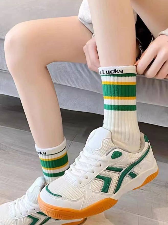 Ladies Color Block Stripe Over Ankle Socks SKASC4161