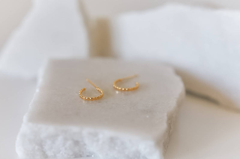 The Ali gold plated dainty hoop studs- hypoallergenic