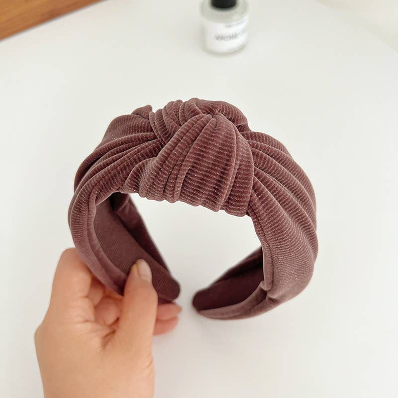 Holiday Corduroy Metallic Detail Wide Knot Headband