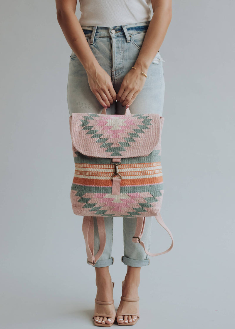 Pink, Orange & Slate Aztec Backpack