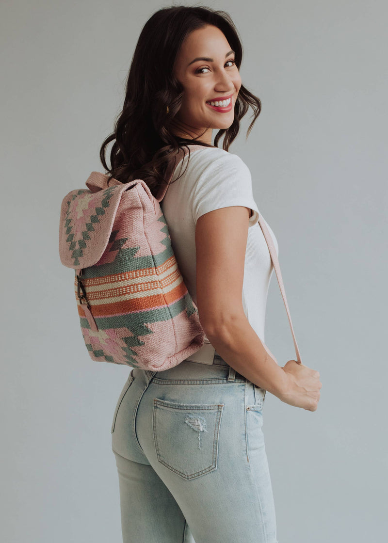 Pink, Orange & Slate Aztec Backpack