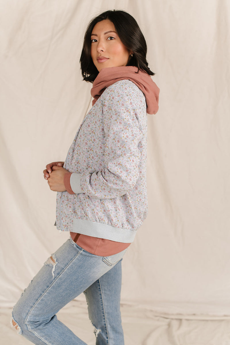 Ampersand NEW ATS Click image to zoom bomber jacker- dusty blue floral