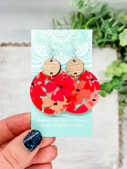 Handmade Poppy Floral Acrylic Earrings