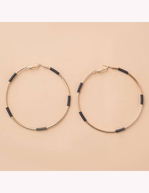 Lulu Black & Gold Hoop Circle Earrings