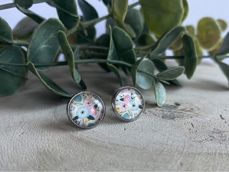 Glass Cabochon Studs 10 mm - Birch Cottage - Hope Clothing GB