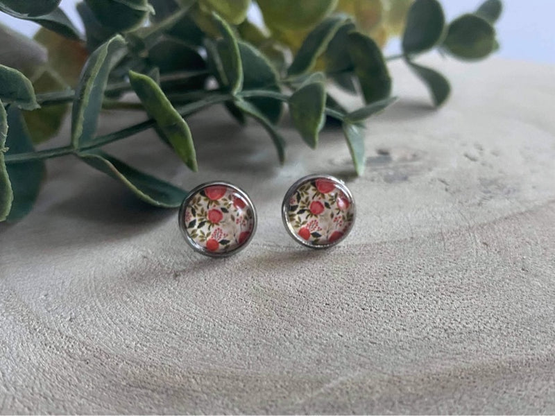 Glass Cabochon Studs 8mm- Birch Cottage - Hope Clothing GB